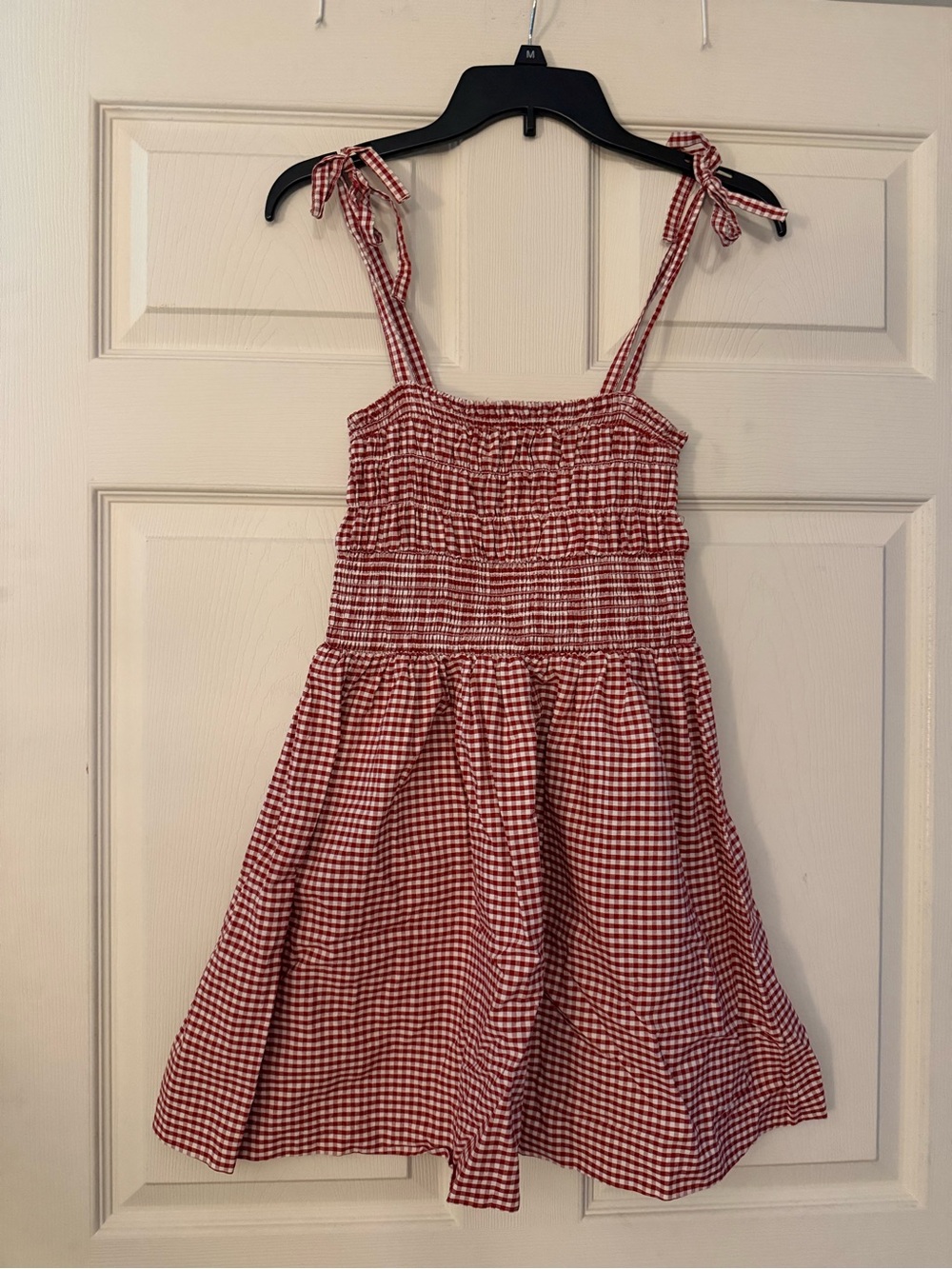 Forever 21 Red Gingham Tie-Strap Smocked Sundress | Size Small
